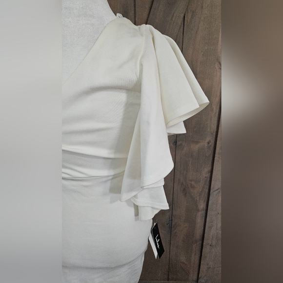 LULU'S Live my Life White One-Shoulder Bodycon Dress In White. Size Small NWT - Picture 14 of 16